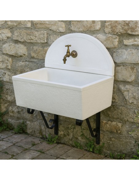 Pilozza Lavabo Calcestruzzo Cemento Serie Firenze Misure 80 x 50 x H.30 cm