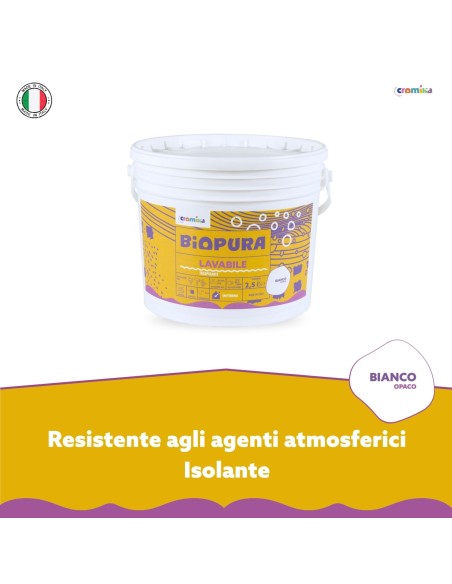 Superpittura Lavabile Traspirante Interni Alta Copertura Linea BIOPURA Cromika