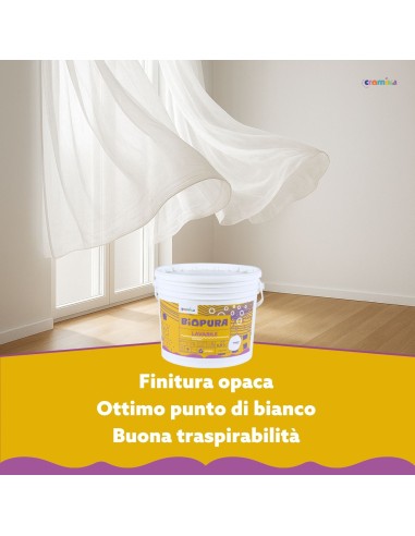 Superpittura Lavabile Traspirante Interni Alta Copertura Linea BIOPURA Cromika
