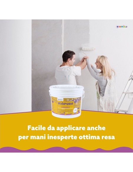 Superpittura Lavabile Traspirante Interni Alta Copertura Linea BIOPURA Cromika
