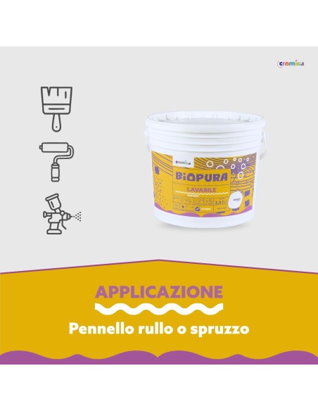 Superpittura Lavabile Traspirante Interni Alta Copertura Linea BIOPURA Cromika