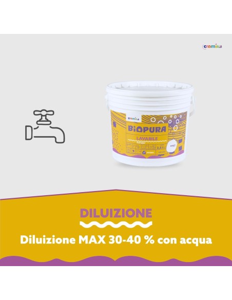 Superpittura Lavabile Traspirante Interni Alta Copertura Linea BIOPURA Cromika