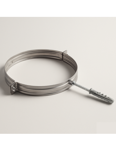 Collare Nervato Acciaio Inox Ø 80 mm Fissaggio Canna Fumaria Confezione 2 Pezzi