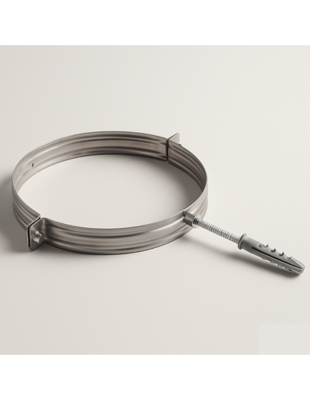 Collare Nervato Acciaio Inox Ø 80 mm Fissaggio Canna Fumaria Confezione 2 Pezzi