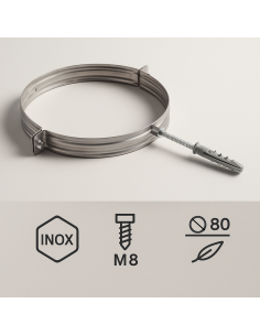 Collare Nervato Acciaio Inox Ø 80 mm Fissaggio Canna Fumaria Confezione 2 Pezzi 2
