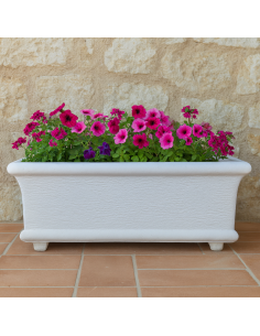 Fioriera Giardino Cemento Effetto Pietra Bianca L.90xP.40xH.40 cm Serie Grecale 