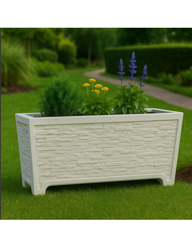 Fioriera Giardino Cemento Effetto Pietra L.100xP.40xH.60 cm Serie Stratis