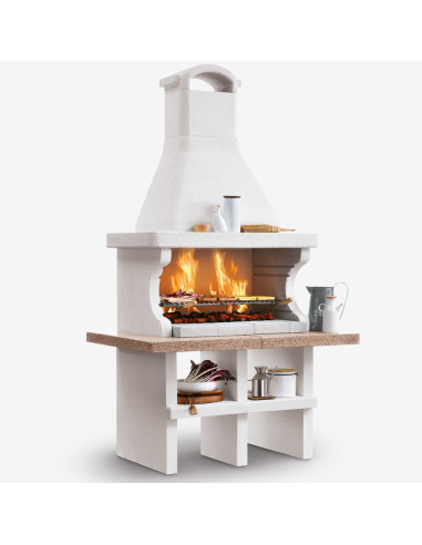 Barbecue in Cemento Pianosa Rosso Piano Effetto Granito Maxi Griglia Refrattario