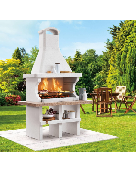 Barbecue in Cemento Pianosa Rosso Piano Effetto Granito Maxi Griglia Refrattario