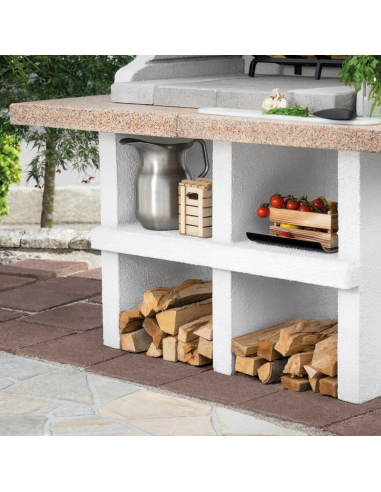 Barbecue in Cemento Pianosa Rosso Piano Effetto Granito Maxi Griglia Refrattario