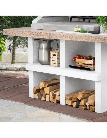 Barbecue in Cemento Pianosa Rosso Piano Effetto Granito Maxi Griglia Refrattario