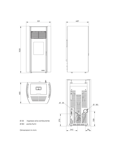 Stufa A Pellet Palazzetti Ecofire Milù 8 Kw 5 Stelle