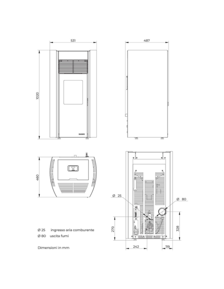 Stufa A Pellet Palazzetti Ecofire Milù 8 Kw 5 Stelle