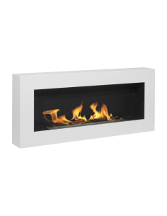 Camino Bioetanolo Siena Da Parete Bianco Design Elegante Bruciatore Acciaio Inox