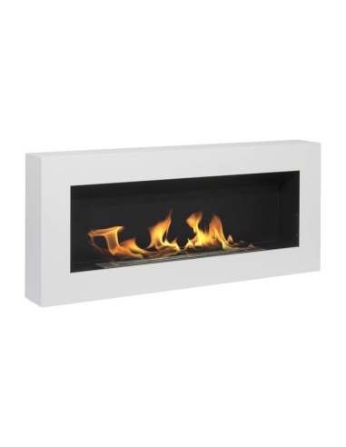 Camino Bioetanolo Siena Da Parete Bianco Design Elegante Bruciatore Acciaio Inox