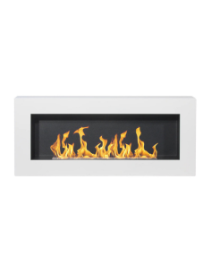 Camino Bioetanolo Siena Da Parete Bianco Design Elegante Bruciatore Acciaio Inox 2