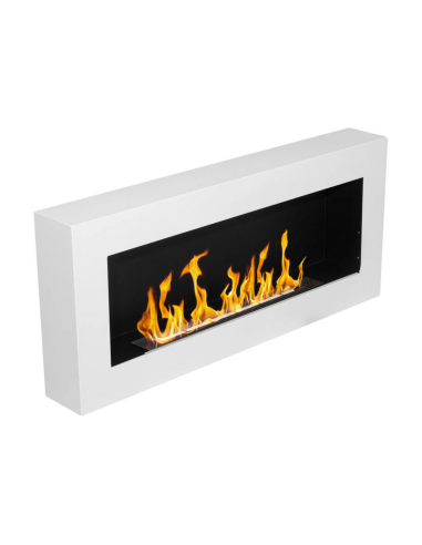 Camino Bioetanolo Siena Da Parete Bianco Design Elegante Bruciatore Acciaio Inox