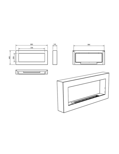Camino Bioetanolo Siena Da Parete Bianco Design Elegante Bruciatore Acciaio Inox
