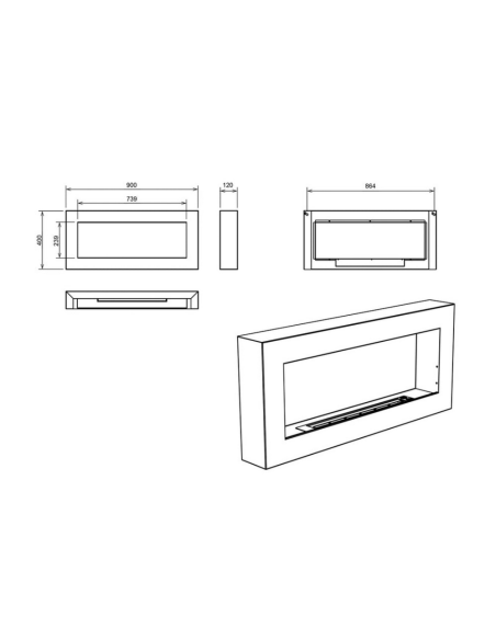 Camino Bioetanolo Siena Da Parete Bianco Design Elegante Bruciatore Acciaio Inox