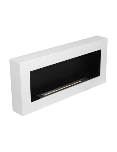 Camino Bioetanolo Siena Da Parete Bianco Design Elegante Bruciatore Acciaio Inox