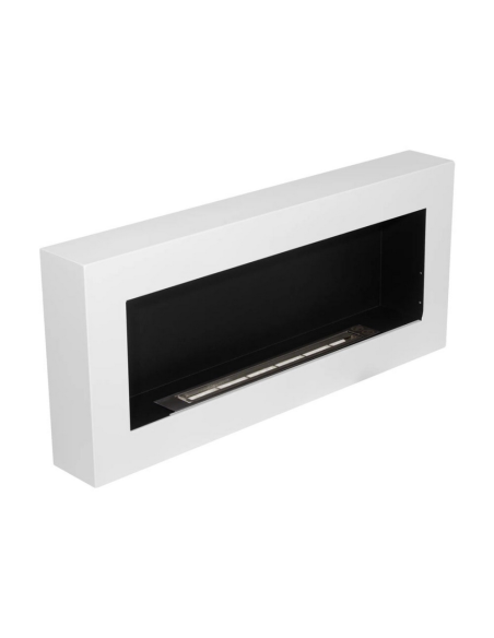 Camino Bioetanolo Siena Da Parete Bianco Design Elegante Bruciatore Acciaio Inox