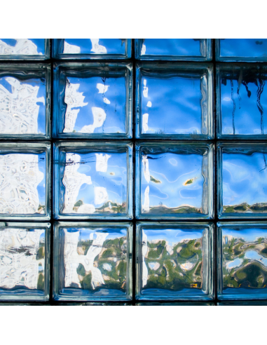 Vetromattone Effetto Ondulato Blu Diffusione Luminosa Naturale 190x190x80 mm