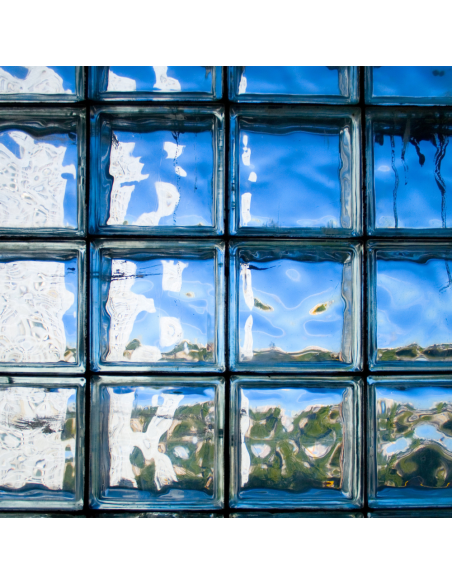 Vetromattone Effetto Ondulato Blu Diffusione Luminosa Naturale 190x190x80 mm