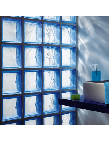 Vetromattone Effetto Ondulato Blu Diffusione Luminosa Naturale 190x190x80 mm