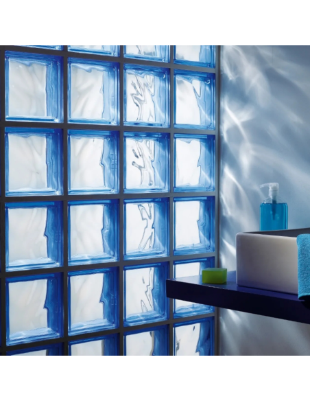 Vetromattone Effetto Ondulato Blu Diffusione Luminosa Naturale 190x190x80 mm