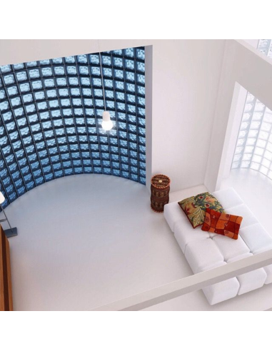 Vetromattone Effetto Ondulato Blu Diffusione Luminosa Naturale 190x190x80 mm