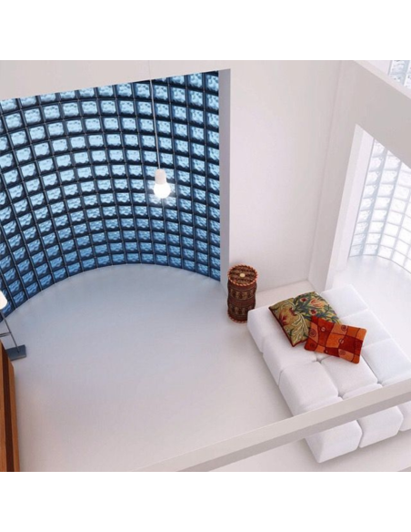 Vetromattone Effetto Ondulato Blu Diffusione Luminosa Naturale 190x190x80 mm