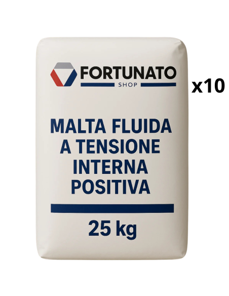 Malta Fluida Premiscelata Espansiva Ancoraggi Ripristino 10 Confezioni 25 Kg