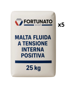 Malta Fluida Premiscelata Espansiva Ancoraggi Ripristino 5 Confezioni 25 Kg