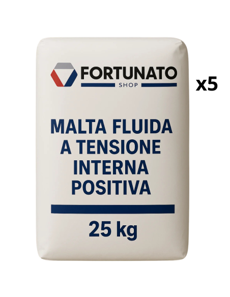 Malta Fluida Premiscelata Espansiva Ancoraggi Ripristino 5 Confezioni 25 Kg
