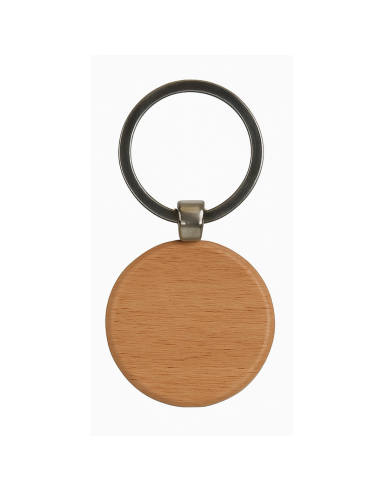 Portachiavi Personalizzato Fortunatoshop.it  In Legno Rotondo Con Logo Geometrico Blu Scuro Anello per Chiavi