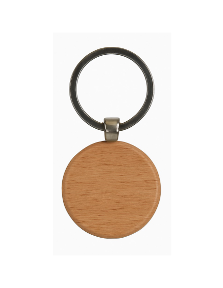 Portachiavi Personalizzato Fortunatoshop.it  In Legno Rotondo Con Logo Geometrico Blu Scuro Anello per Chiavi