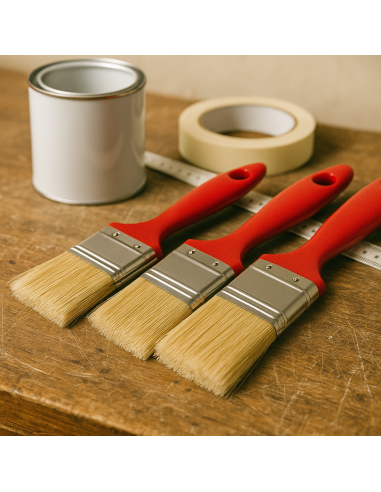 Kit Pennellessa 30mm 40mm 50mm Tripla Setola Bionda Manico Plastica  