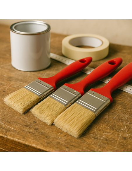 Kit Pennellessa 30mm 40mm 50mm Tripla Setola Bionda Manico Plastica  