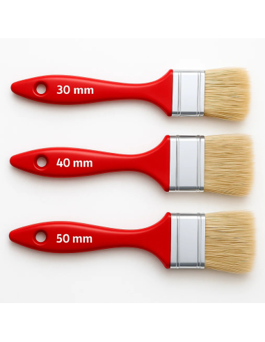 Kit Pennellessa 30mm 40mm 50mm Tripla Setola Bionda Manico Plastica  
