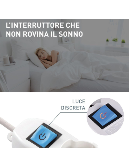 Multipresa 9 Posti Interruttore ON/OFF Luminoso Cavo 1,5 m Design Salvaspazio