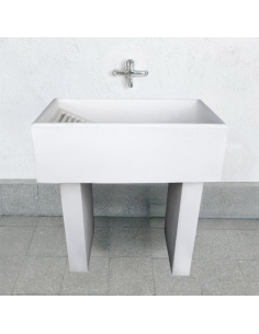 Pilozza Lavatoio Ostuni Bianco 84 x 50 x H.28 cm Con Piedi 10 x 40 x H 60 cm 2