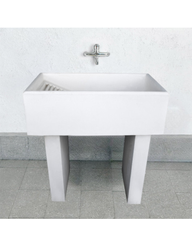 Pilozza Lavatoio Ostuni Bianco 84 x 50 x H.28 cm Con Piedi 10 x 40 x H 60 cm