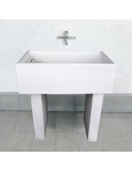 Pilozza Lavatoio Ostuni Bianco 84 x 50 x H.28 cm Con Piedi 10 x 40 x H 60 cm