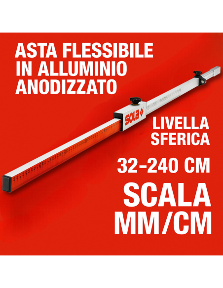 Asta Flessibile Alluminio Anodizzata Modello FL Livella Sferica Posizionamento