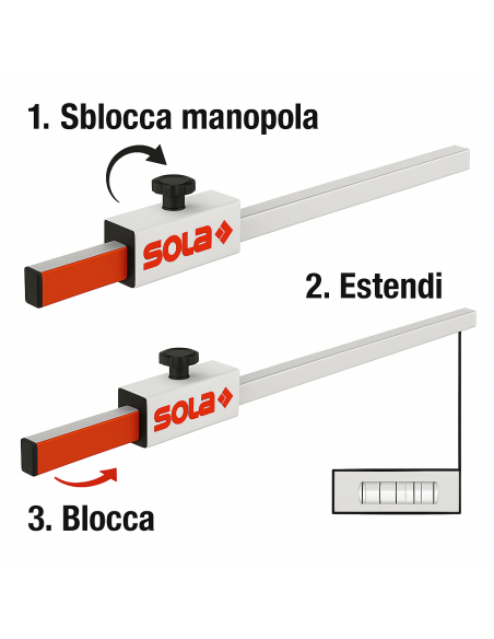 Asta Flessibile Alluminio Anodizzata Modello FL Livella Sferica Posizionamento