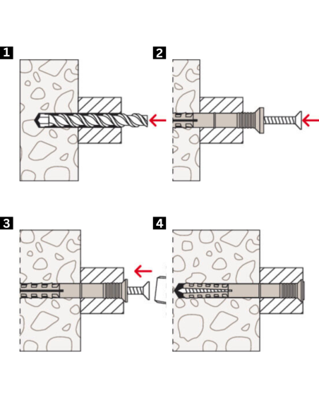 Tassello Percussione N 6x80 50 S Nylon Vite Zincata PZ2 Testa Svasata 100 Pezzi 
