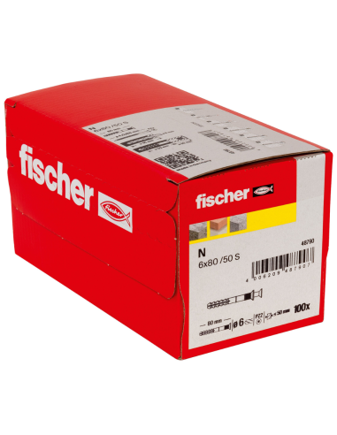 Tassello Percussione N 6x80 50 S Nylon Vite Zincata PZ2 Testa Svasata 100 Pezzi 