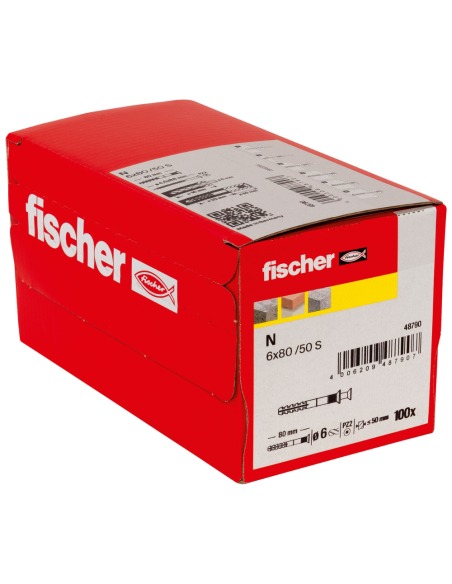 Tassello Percussione N 6x80 50 S Nylon Vite Zincata PZ2 Testa Svasata 100 Pezzi 