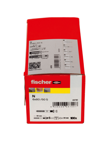 Tassello Percussione N 6x80 50 S Nylon Vite Zincata PZ2 Testa Svasata 100 Pezzi 