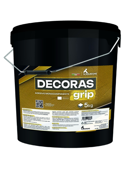 Adesivo Monocomponente Base Acqua Decoras Grip Pareti Pavimenti Secchio 5 Kg